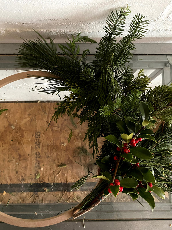 DIY christmas wreath hoop