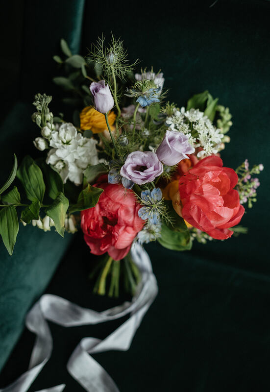 Bridal bouquet simple bright elegant sophisticated vibrant peony garden summer
