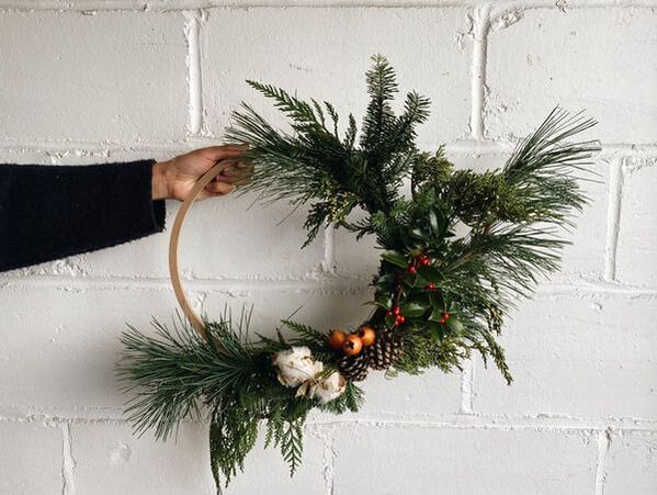 Asymmetrical Christmas wreath